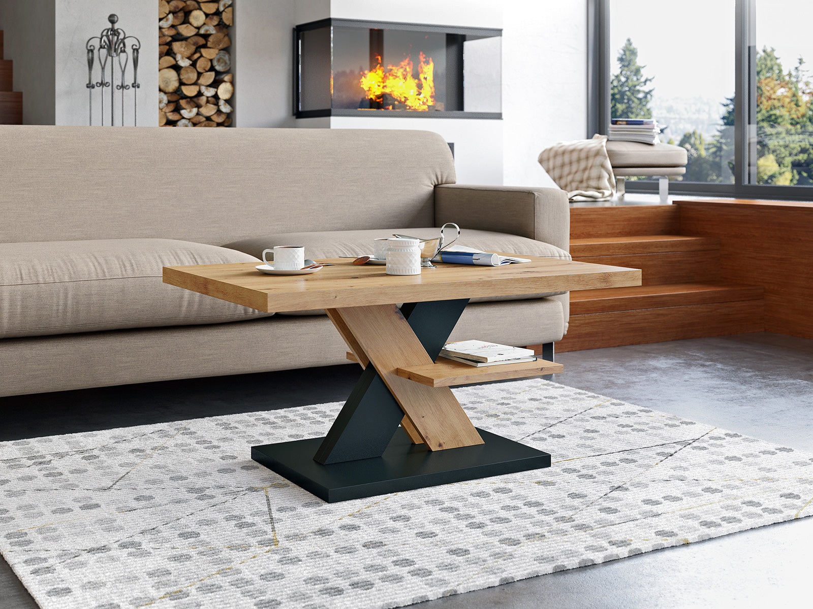 Modern Coffee Table For Living Room | Artisan, Black , White or Gray |  Elegant Leg Design – Dafi Furniture